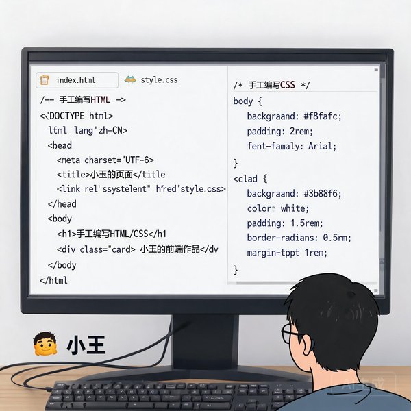 前端开发小王，使用纯手工编写CSS/HTML